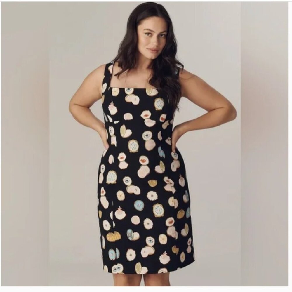 Anthro Maeve Black Fitted Sheath Dress: Danielle Kroll Edition - Size XL